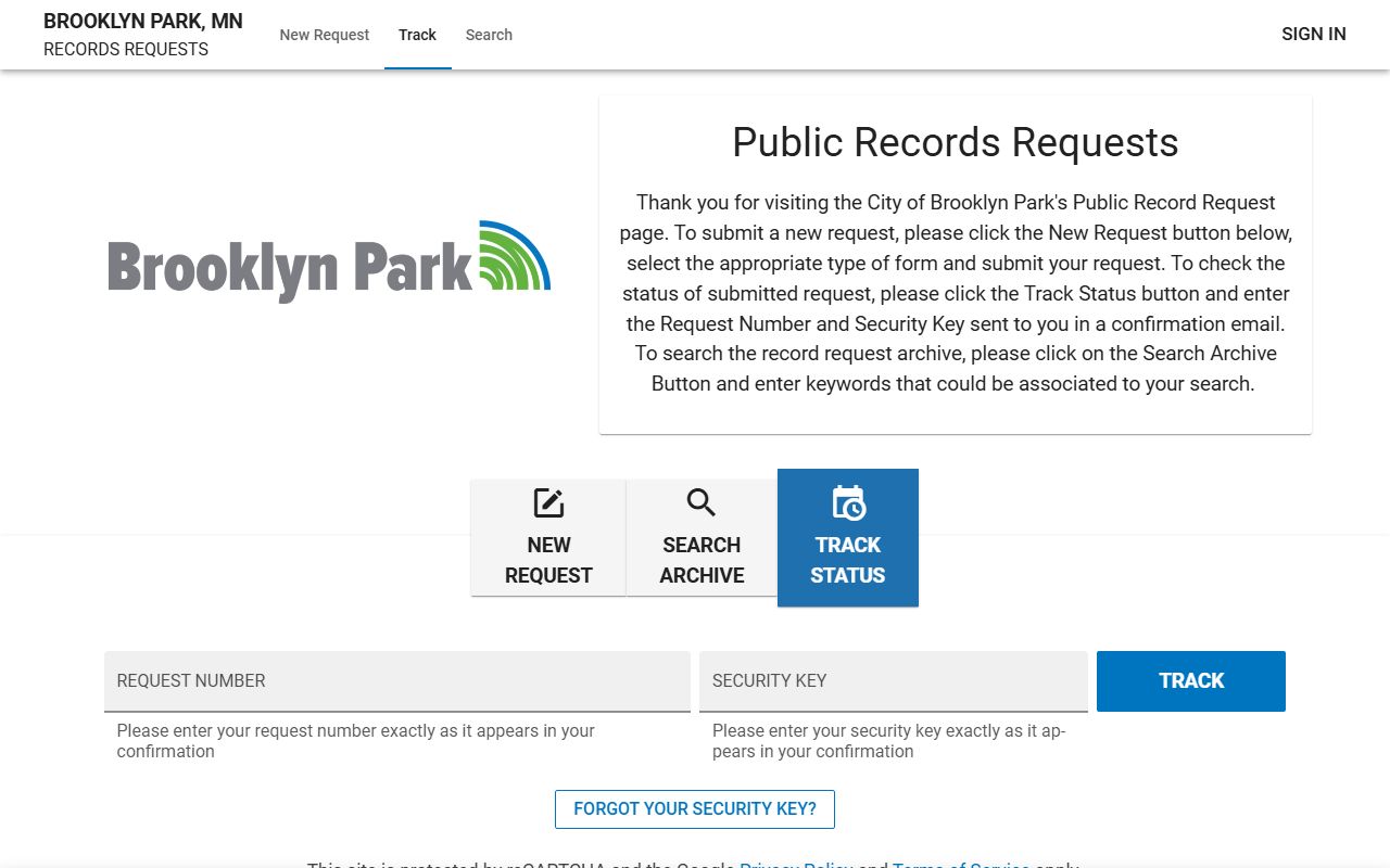 Brooklyn Park JustFOIA portal 72 hour booking