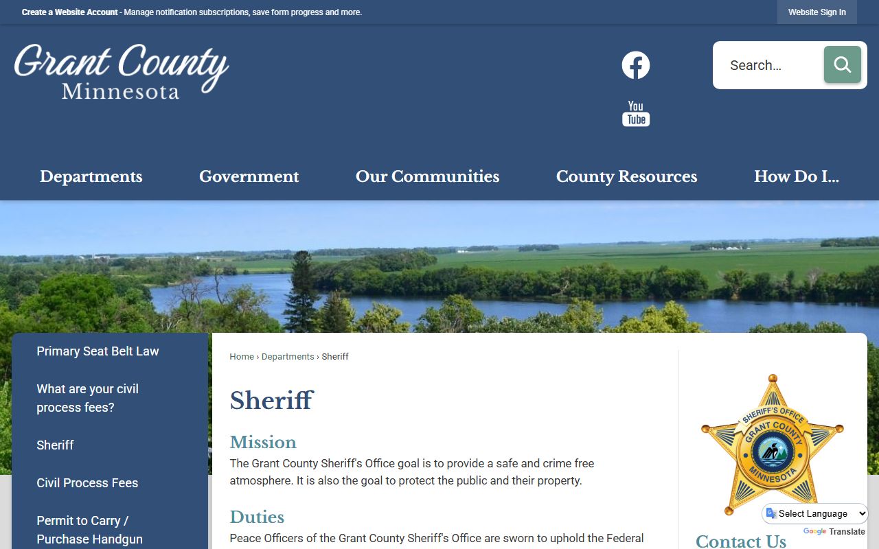 Grant County Sheriff's Office 72 hour booking page