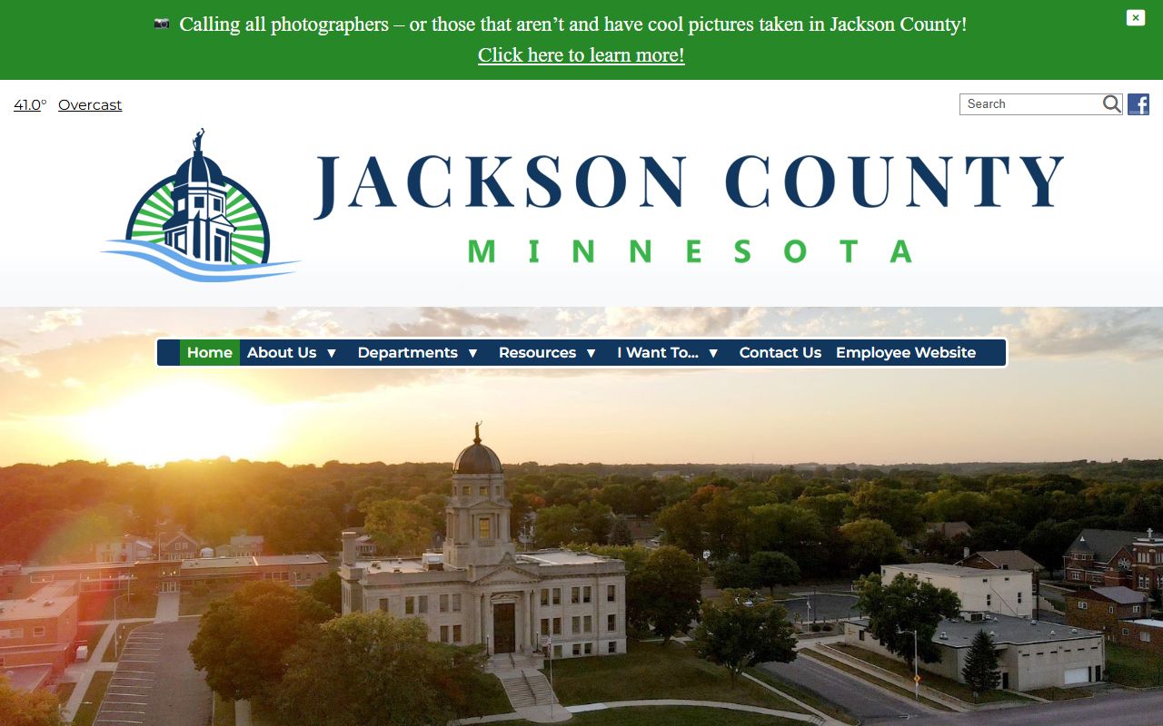 Jackson County homepage with 72 hour booking links