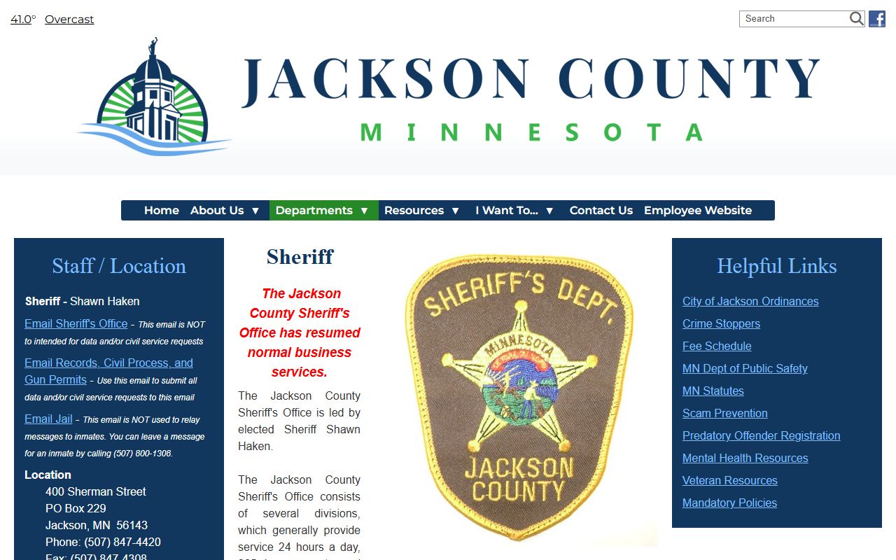 Jackson County Sheriff's Office 72 hour booking page