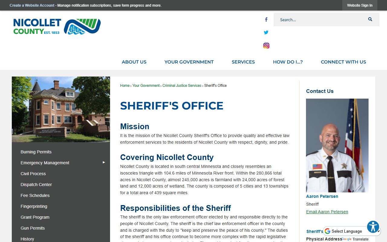 Nicollet County Sheriff's Office 72 hour booking
