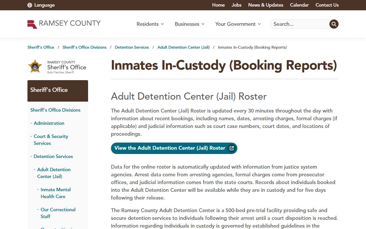 Ramsey County 72 hour booking ADC reports