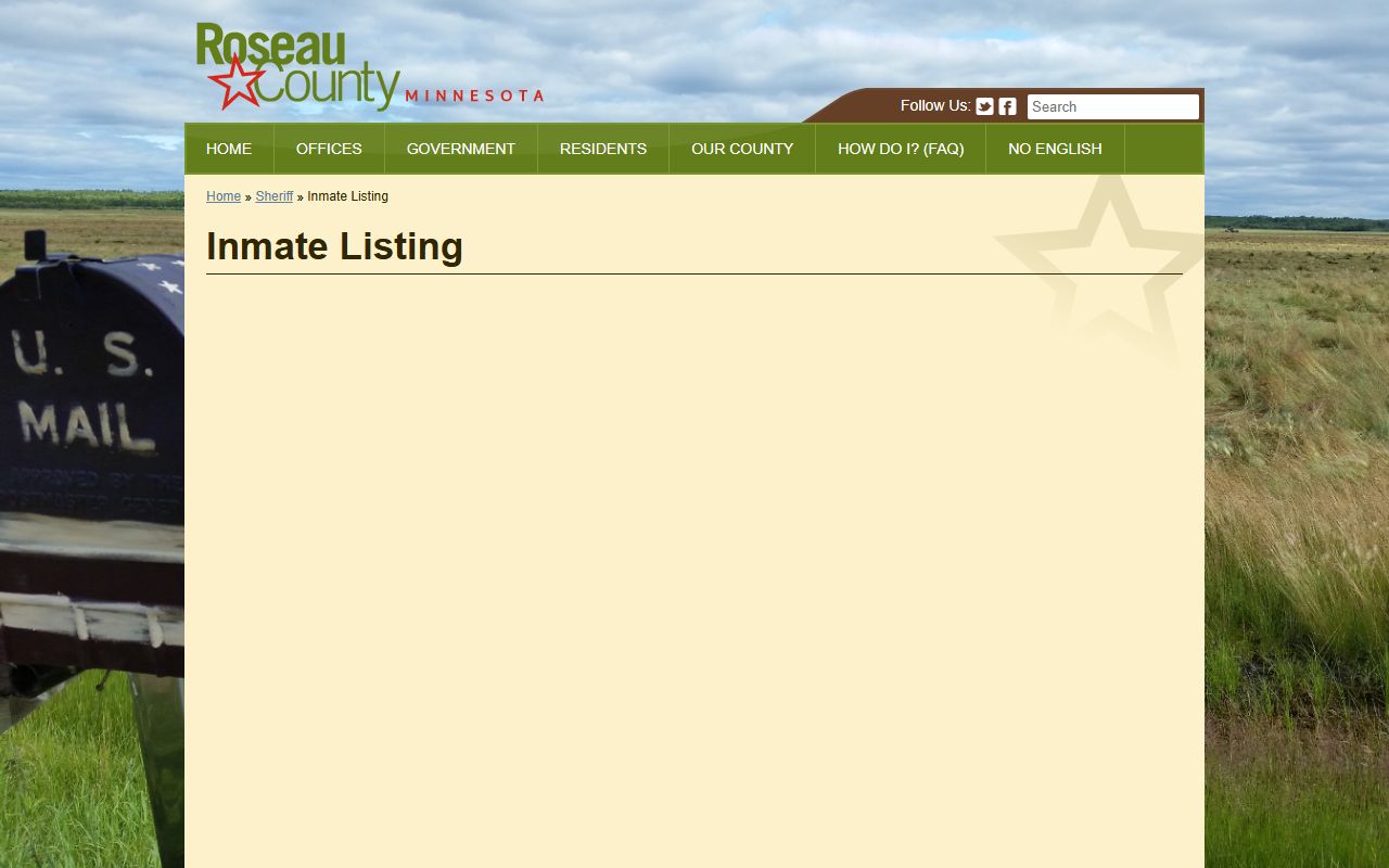 Roseau County 72 hour booking inmate listing