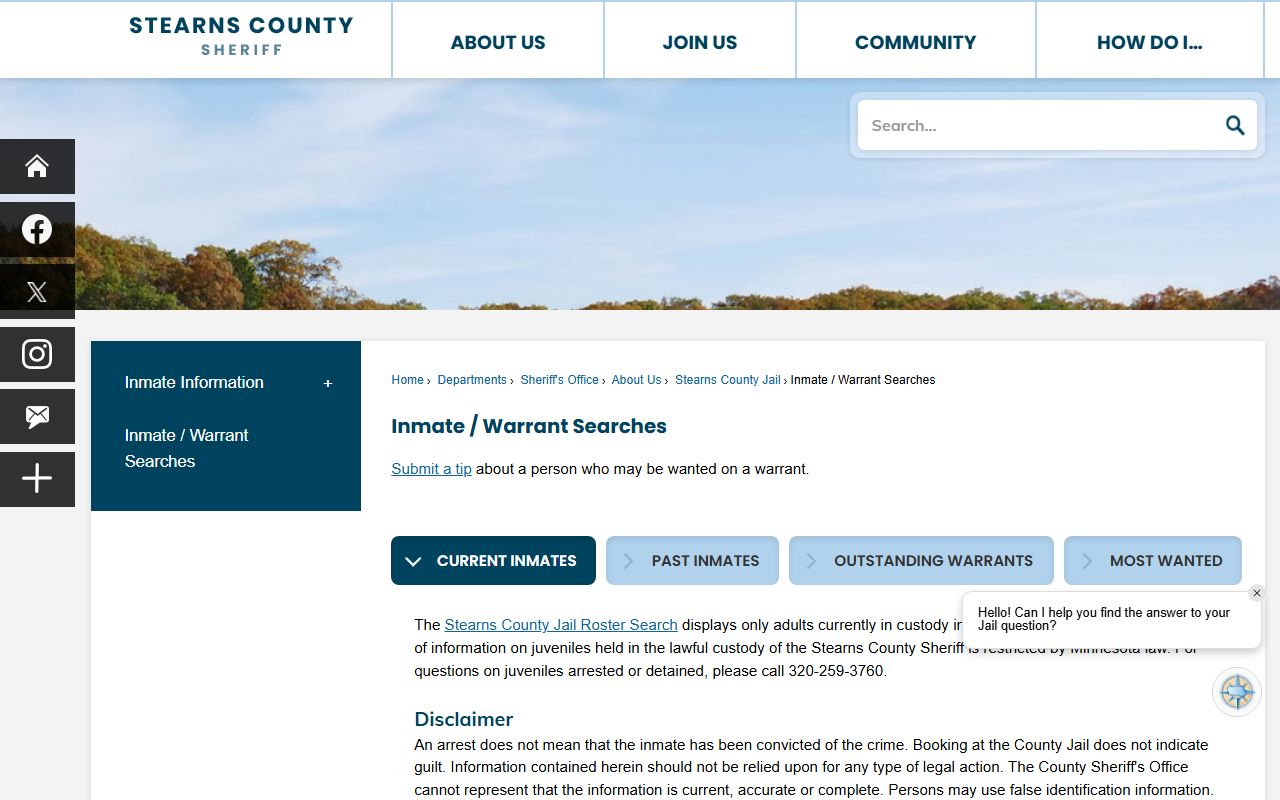 Stearns County 72 hour booking inmate warrant search