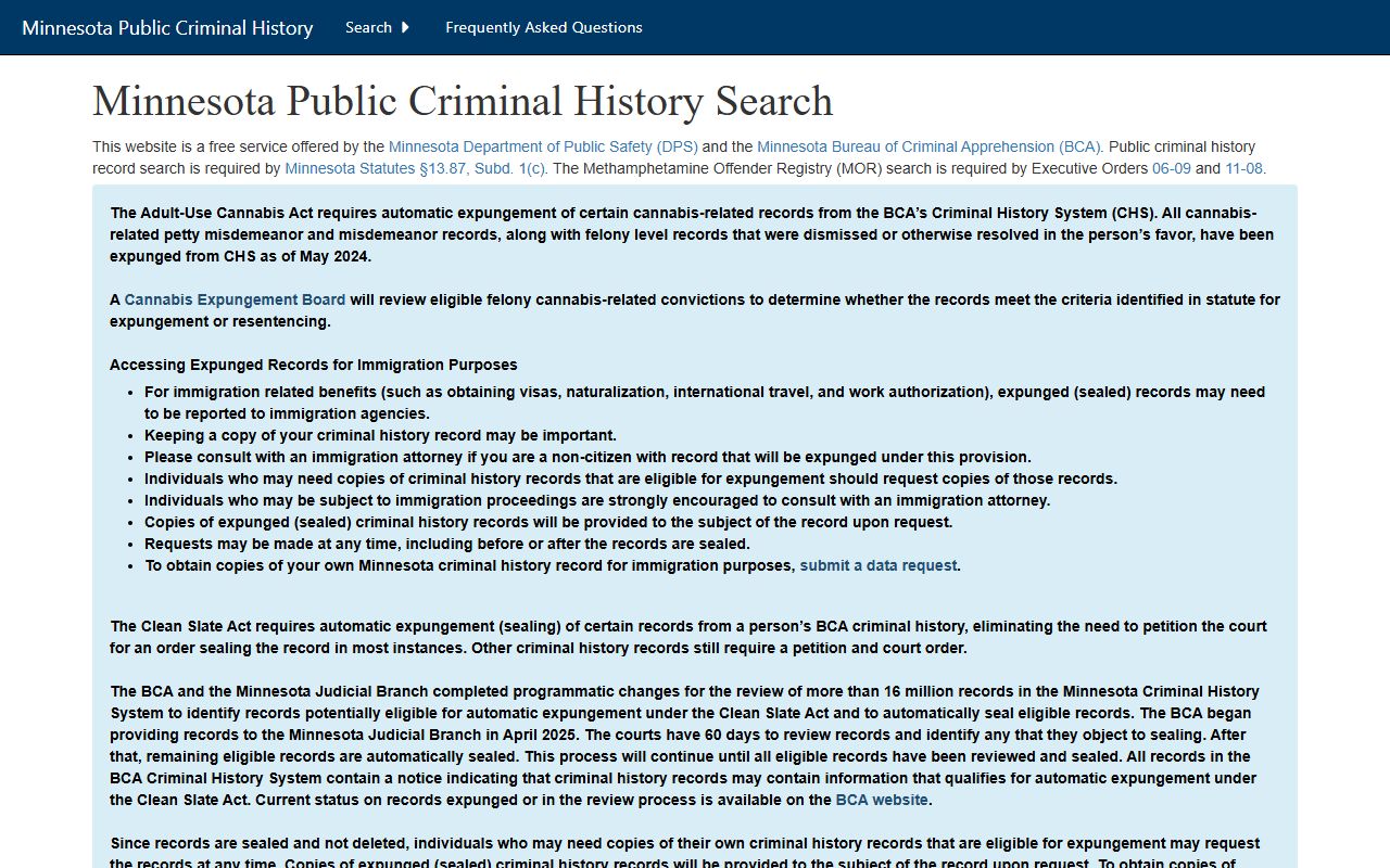 BCA Criminal History Search Minnesota 72 hour booking records